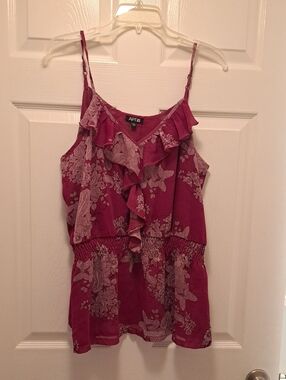Apt. 9 Plum Floral Ruffle Cami